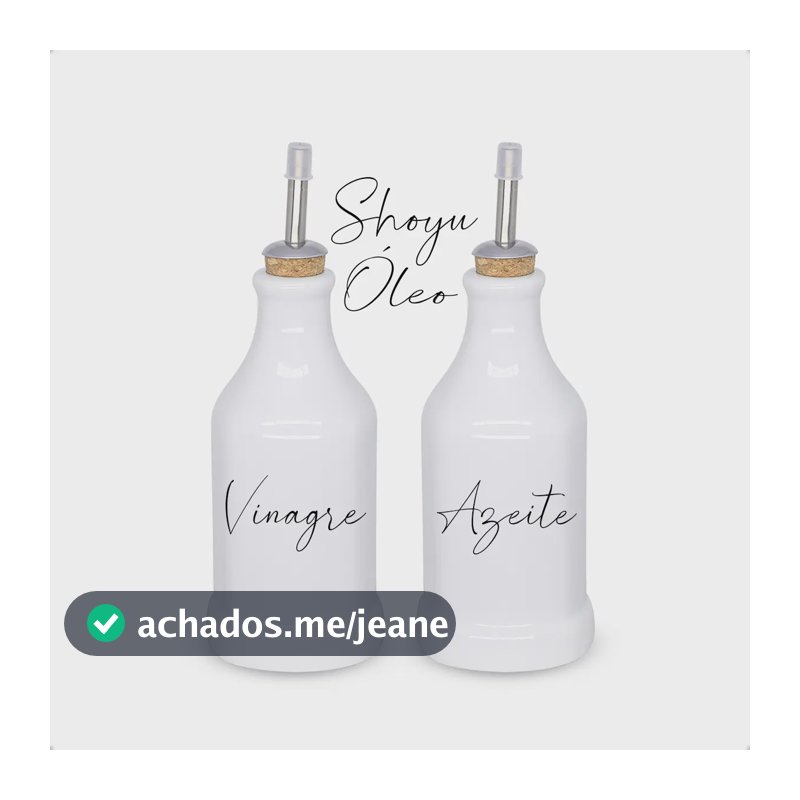 Conjunto 2 Garrafas Galheteiro De Porcelana C/ 4 Adesivos