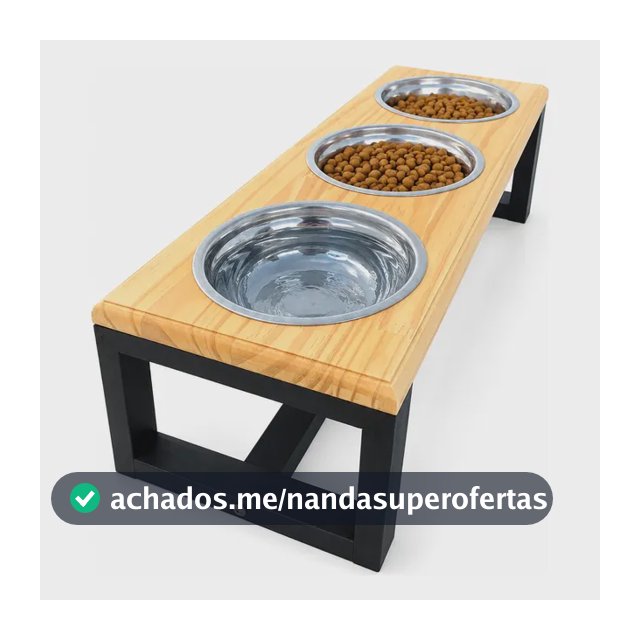Comedouro Elevado De Madeira Triplo Para Cães E Gatos - M Madeira