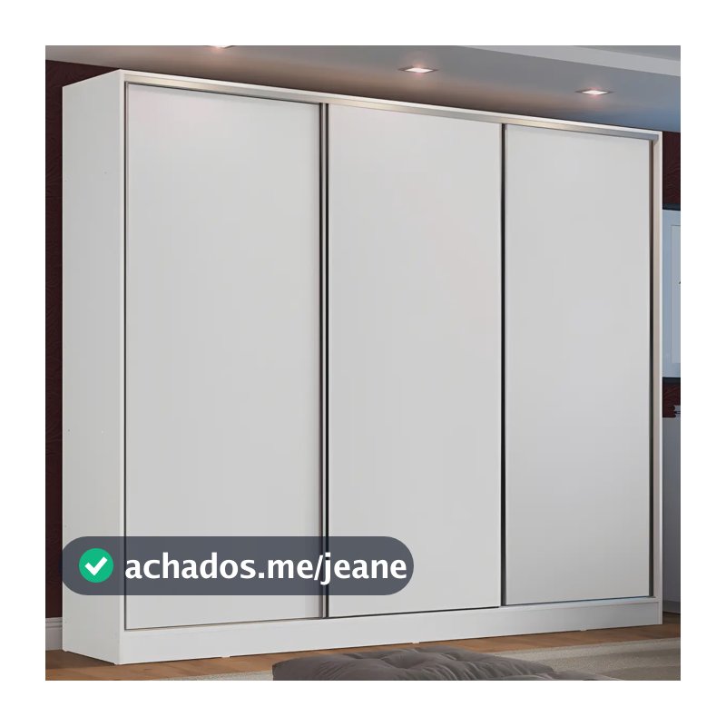 Guarda Roupa Casal 100% Mdf Madesa Zurique 3 Portas Correr Cor Branco XC106309