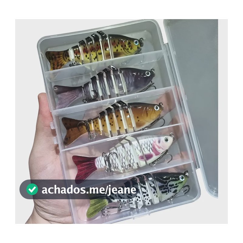 5 Isca Artificial Tucunaré Trairá Black Bass Pesca + Estojo Variados