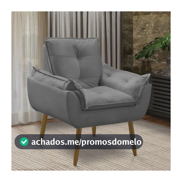 Poltrona Decorativa Opala Suede Para Sala Arapongas Luxo