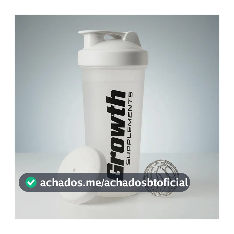 Coqueteleira Com Mola 600ml - Growth Academia Garrafa Whey Cor Branco Translucida
