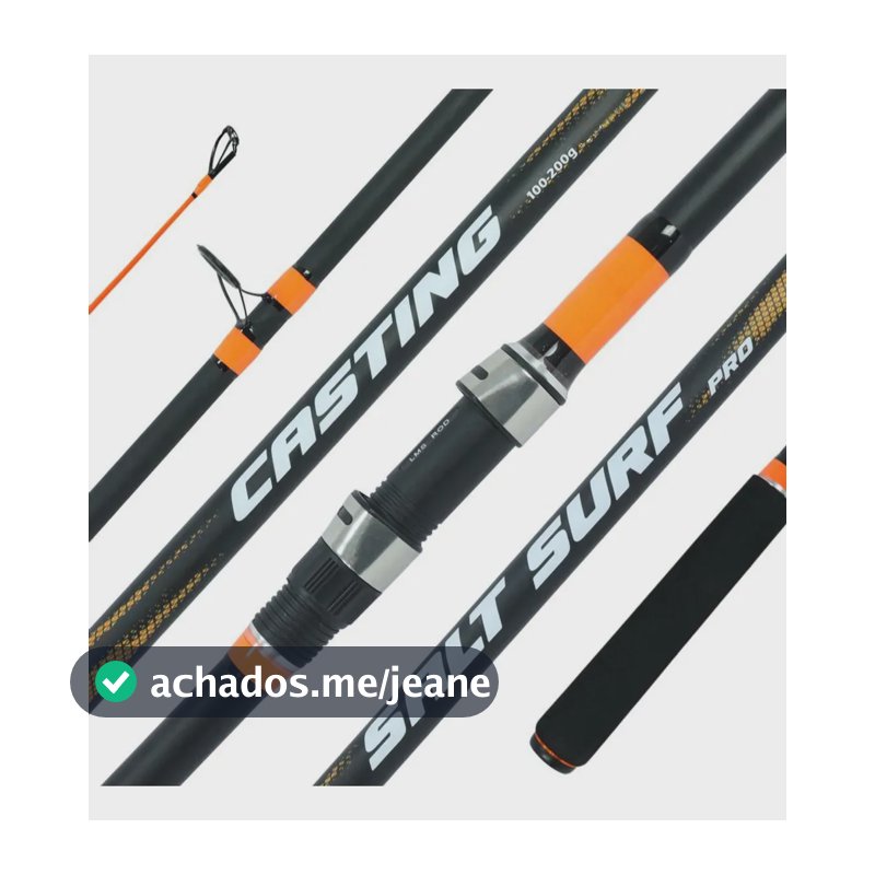 Vara Pesca De Praia Lumis Salt Surf Pro 3,90 M Cast 200 G Preto/laranja