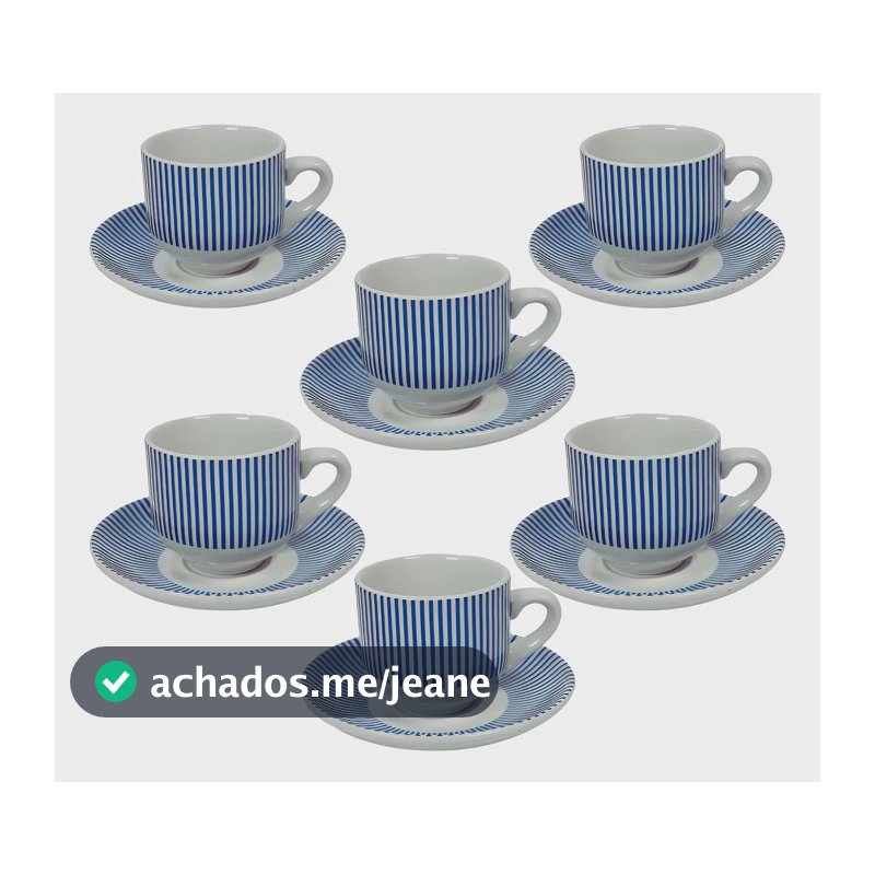 Jogo Xicaras Cafe Expresso De Porcelana 90 Ml Acqua Cor Azul