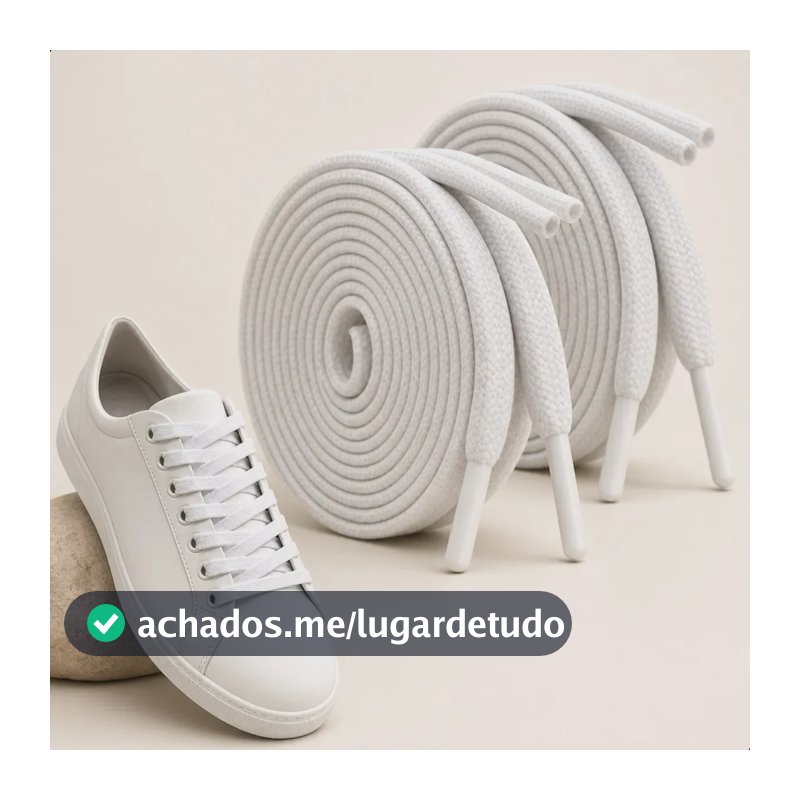 4 Cadarços Achatados Poliéster Para Calçados Tênis Sapato Cor Branco Cadarço Chato Reposição Para Calçados