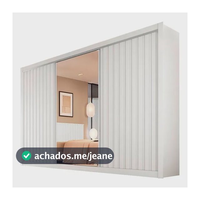 Guarda-roupa Casal Com Espelho 3 Portas De Correr Branco