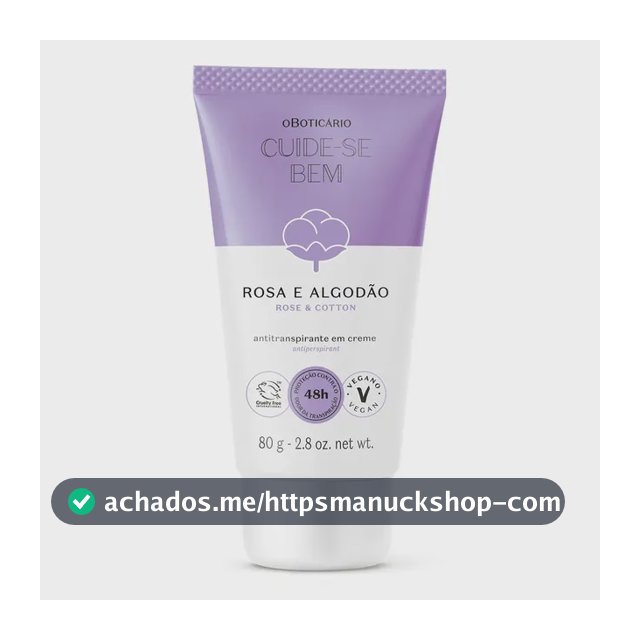 Antitranspirante Creme O Boticário Rosa e Algodão 80g 48h