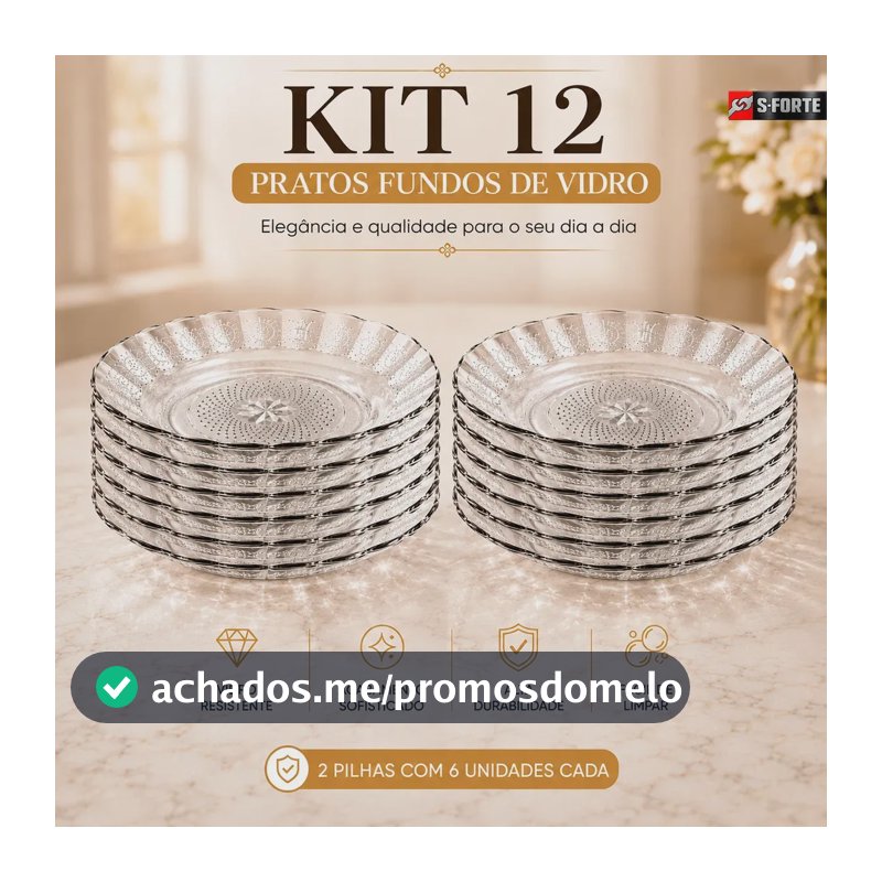 Kit 12 Prato Fundo De Vidro Transparente Estrela Para Restaurantes Servir Sopas Caldos Risotos E Massas