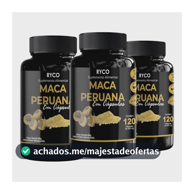 3x Maca Peruana 120 Cápsulas Original- Envio Já Sem Sabor Sem Sabor