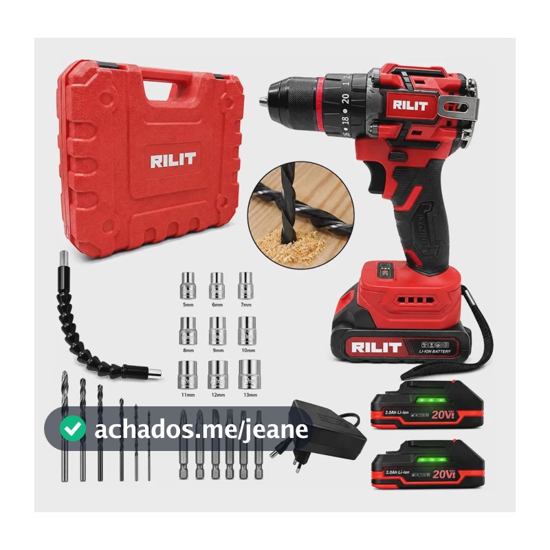 Furadeira Parafusadeira De Impacto Bateria Brushless Sem Fio Vermelho 60hz