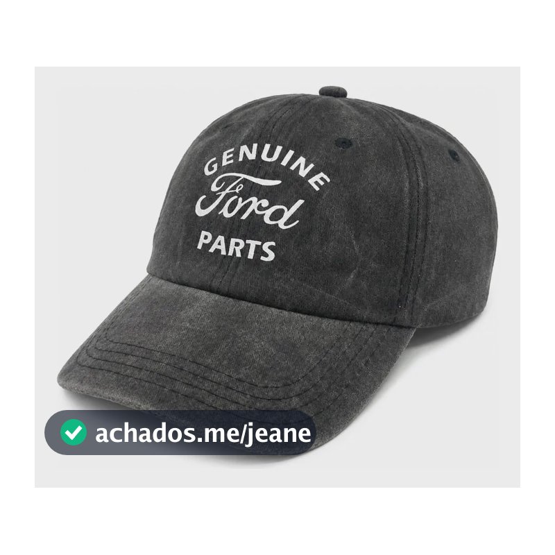 Boné Jeans Desbotado Ford Genuine Parts Preto Un Liso