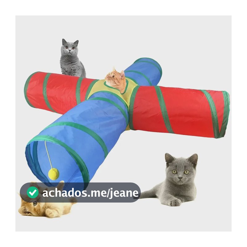 Túnel Labirinto Para Gatos Cães Interativo Dobrável Brinquedo Pet Com Brinquedo Bola Diâmetro 25cm Forma De X