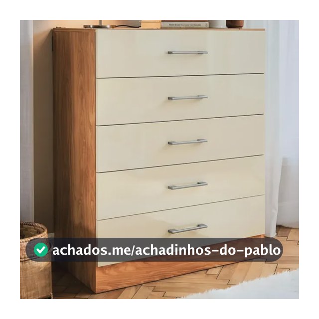 Cômoda Gaveteiro Organizadora Grande Para Roupas Com 5 Gavetas Blue Moby Quarto Com Off-white/nature