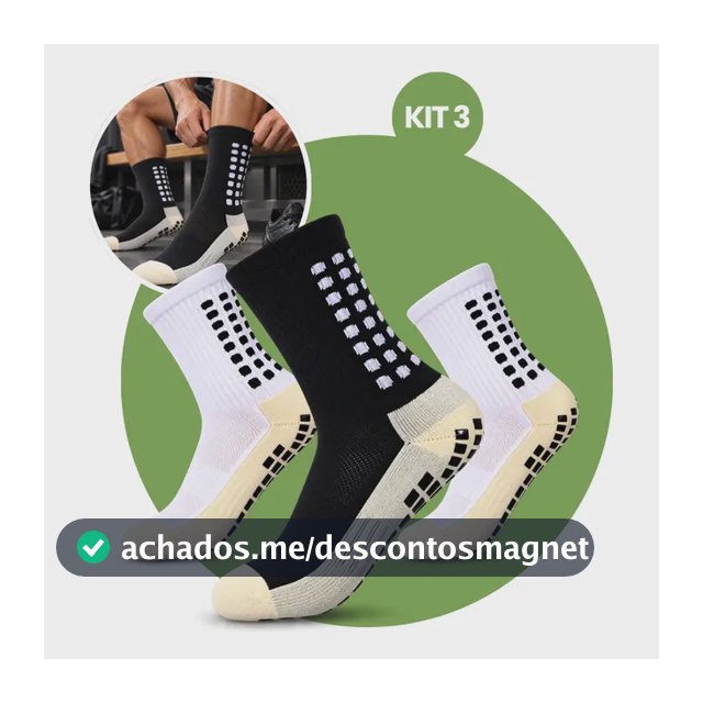 Kit 3 Pares Meia Antiderrapante Esportiva Futebol Treino Pro