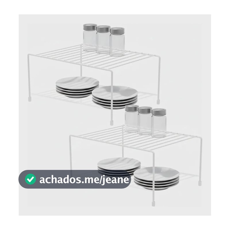 Kit 2 Organizador Armário Cozinha Prateleira Estante Suporte Branco