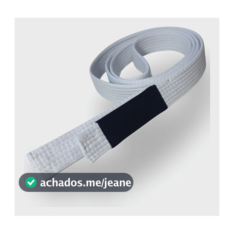 Faixa Branca Jiu Jitsu Ponta Preta Adulto Rígida Cor Branco Tamanho A4