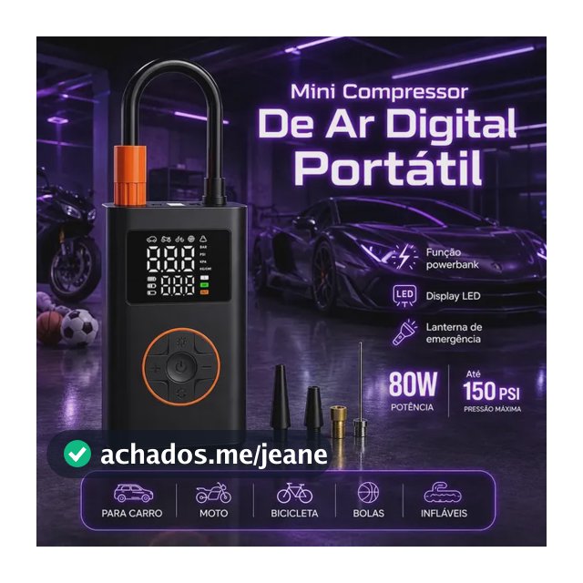 Compressor de Ar Portátil Blackone 4000mAh Digital 150PSI Carro Moto Bike