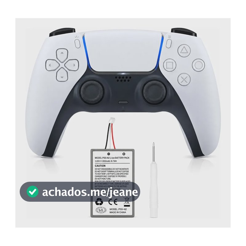 Bateria Para Controle Ps5 Dualsense Lip1708 2650mah + Chave Cinza-escuro 3.65v