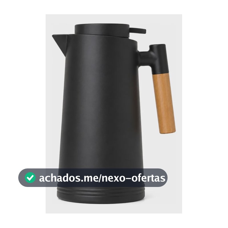 Garrafa Térmica 1l Cabo Madeira Café Chá Mesa Posta Premium Preto