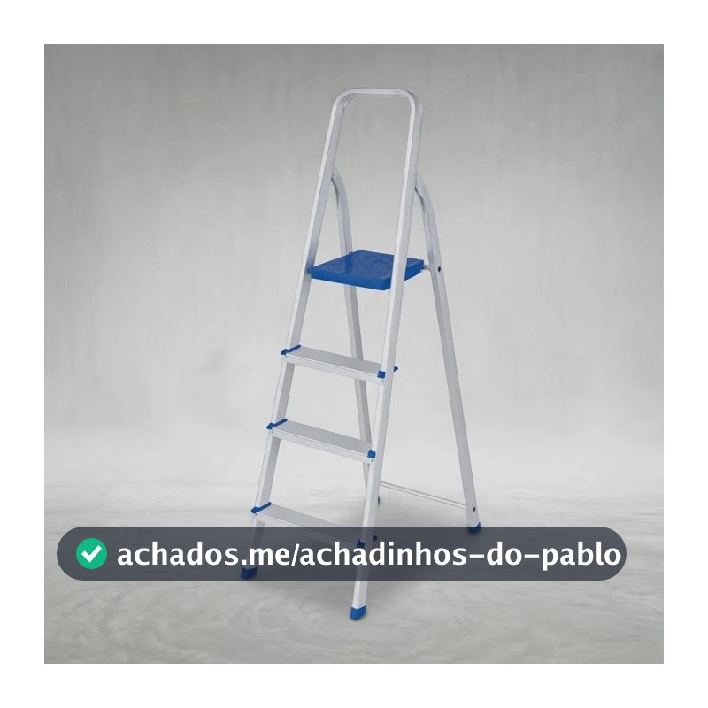 Escada Alumínio 4 Degraus MOR Prateado/Azul