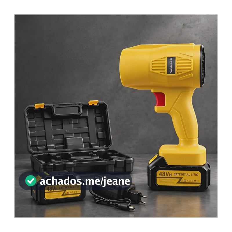 Soprador Sem Fio 48v 2 Baterias Portátil Limpeza Folhas Amarelo 127/220v