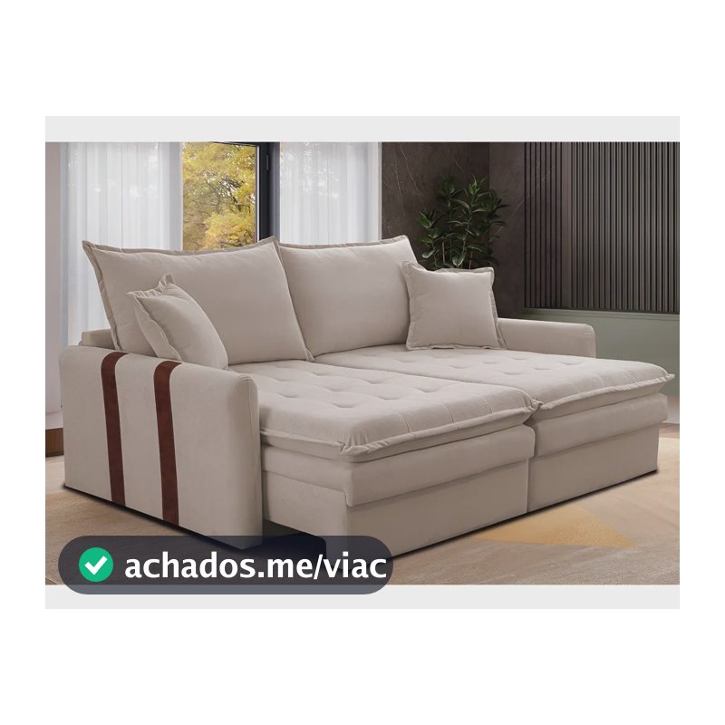 Sofá Sem Caixa Retrátil 2,00m Soft Bonnie Boucle Cama Inbox Cor Bege Desenho Do Tecido Liso