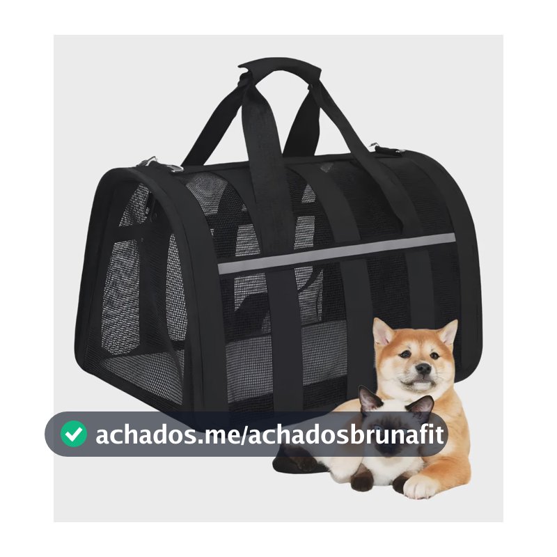 Bolsa Pet Cães E Gatos Avião Luxo Transporte Mala Viagem 5kg Preto