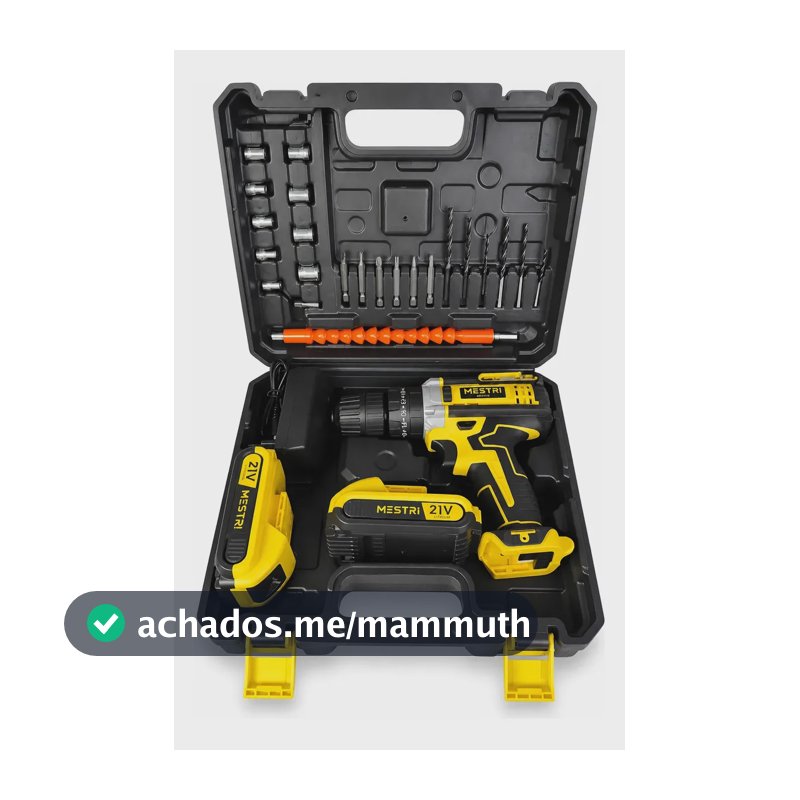 Parafusadeira Furadeira De Impacto 2 Baterias Sem Fio Mestri Amarelo 127/220v 60 Hz
