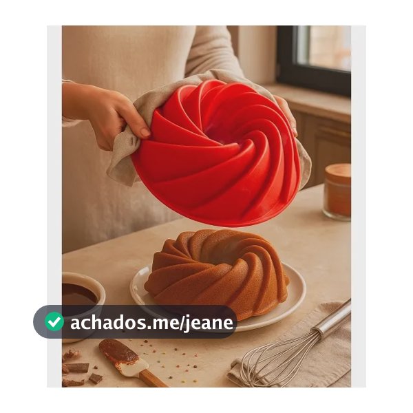 Forma De Silicone Espiral 25cm Para Bolo Pudim Torta Vermelho