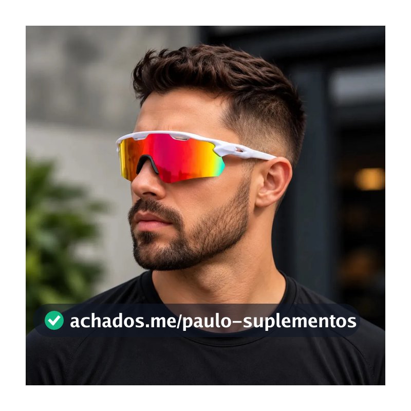Óculos Esportivo Ciclismo Bike ciclista corrida Proteção Uv400 estilo radar Branco/multicolor