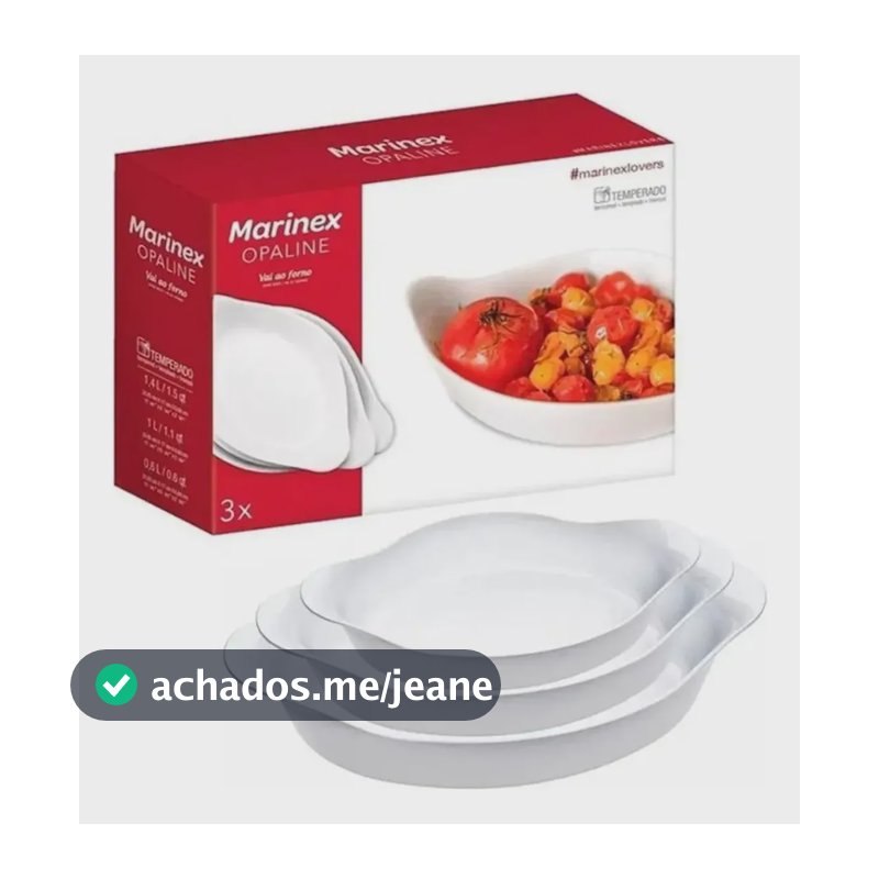 Conjunto De Assadeira- Marinex Opaline Com 3 Branco