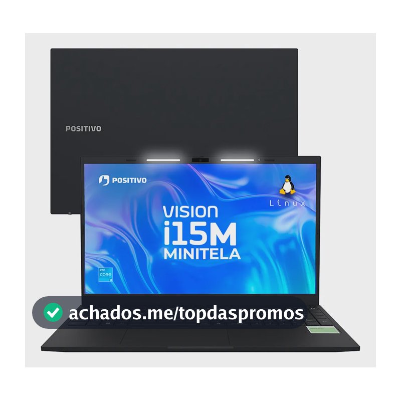Notebook Positivo Vision i15M com Minitela, Intel Core 3, 8GB de RAM, SSD de 256GB e Tela de 15,6" Full HD IPS Antirreflexo