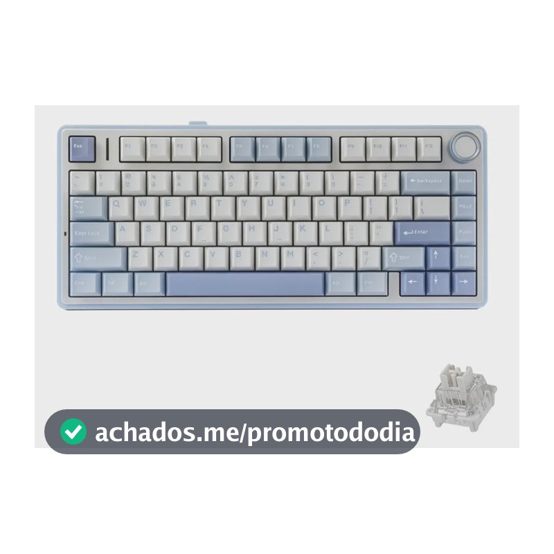 Teclado Aula F75 Sem Fio Mecânico Tri Mode Hot Swap Cor de teclado Azul Sal Marinho Idioma Inglês US