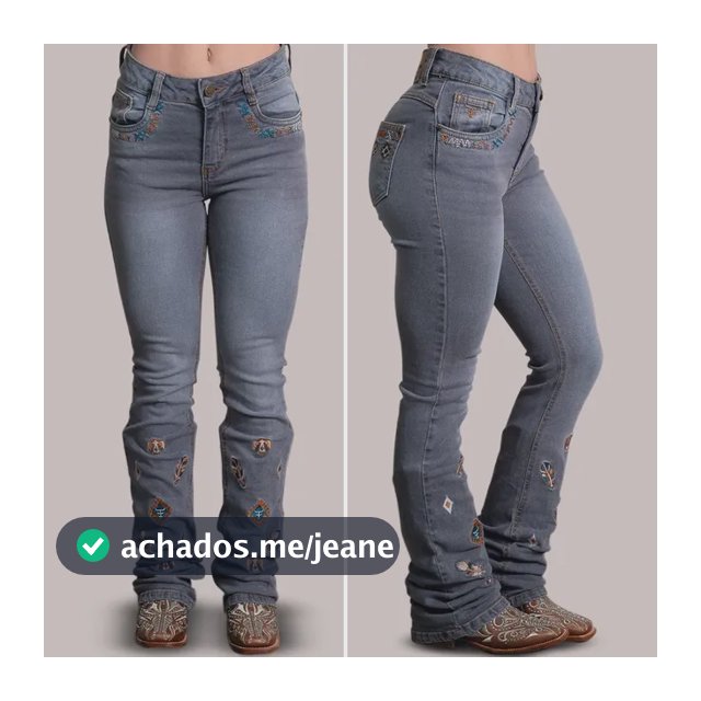 Calça Jeans Feminina Texas Farm Country Bordada Flare Agro