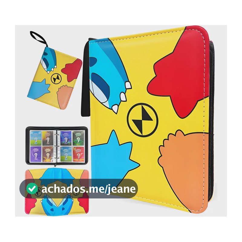 Pasta Fichário Pokémon 400 Cartas Álbum Com Zíper Hlx-025