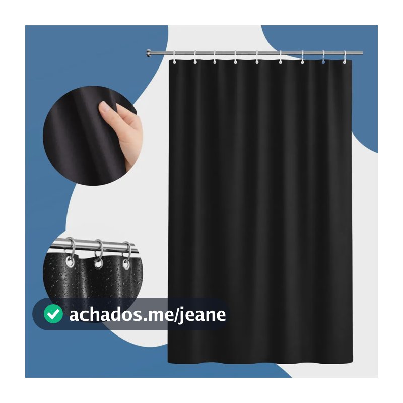 Cortina Banheiro Para Box Impermeável Antimofo Vinil Preto Boa Dica