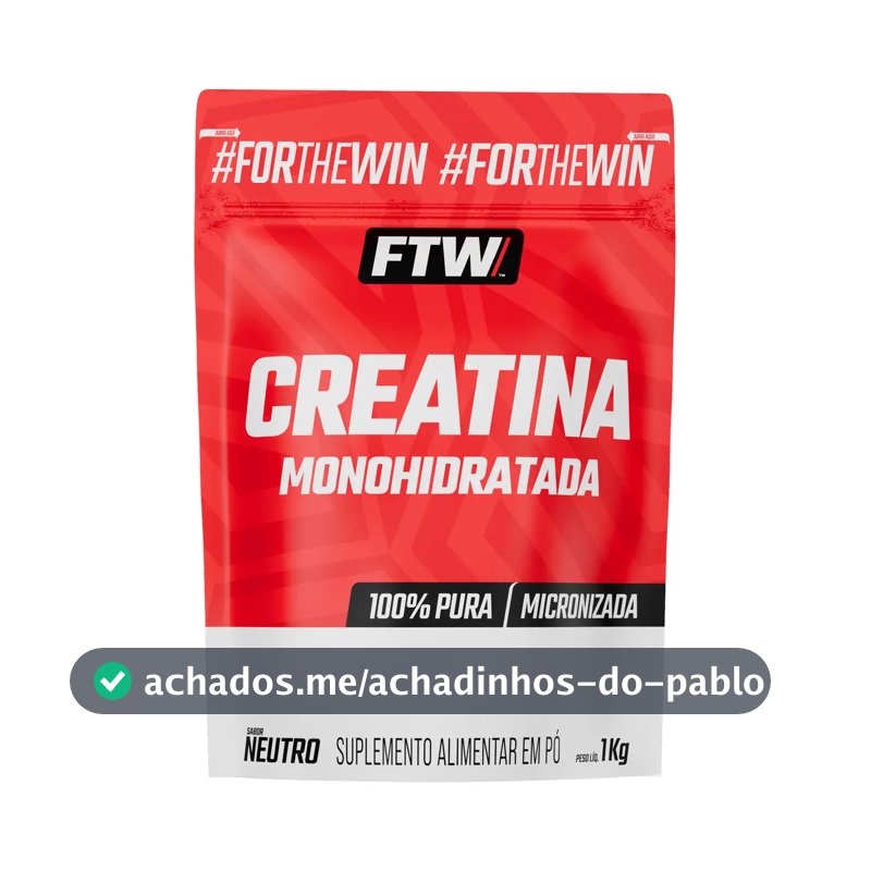 Creatina Monohidratada Pura 1kg Refil Suplemento em Pó 100% - FTW