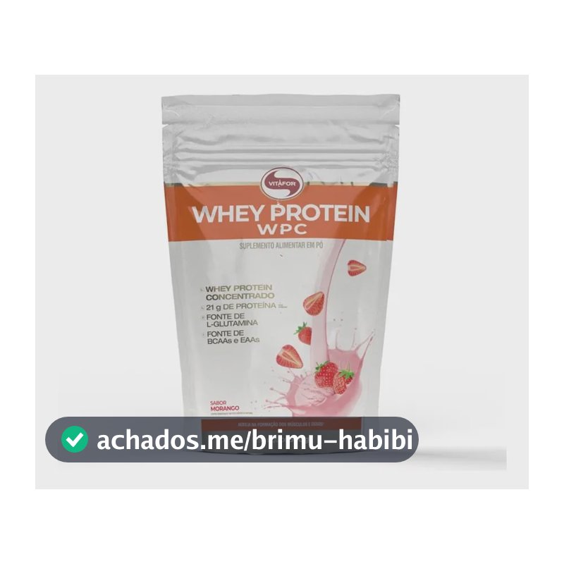 Whey Protein WPC Morango 900g Vitafor