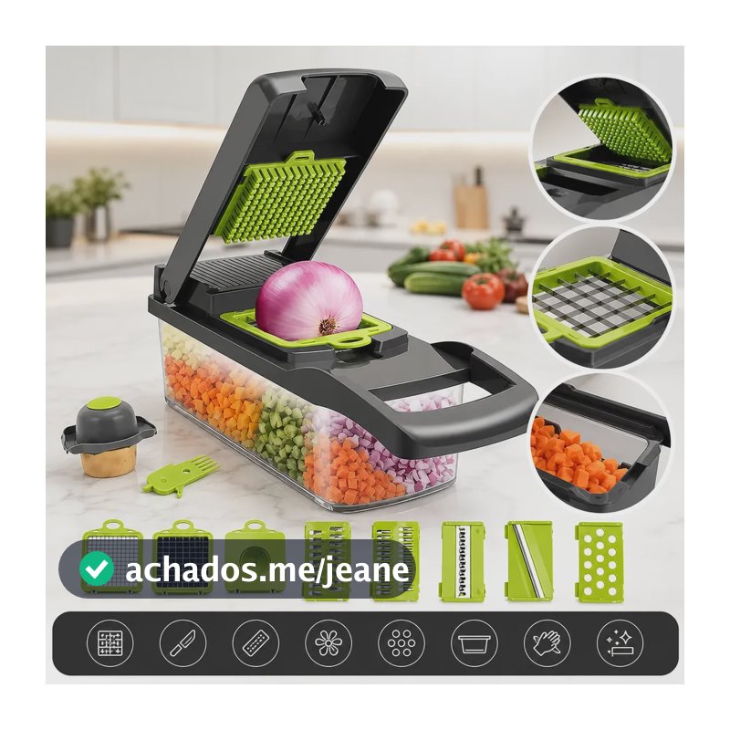 Cortador Ralador Legumes Frutas Vegetais Multiuso 16 Em 1 Fatiador Legumes