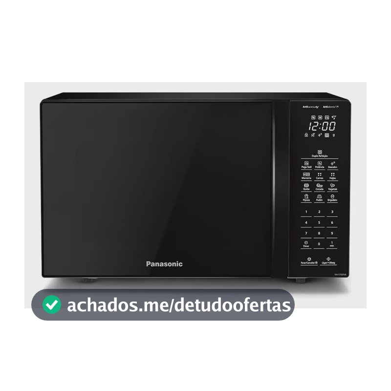 Microondas Panasonic Dupla Refeição 34L Black Glass - NN-ST66NBRU