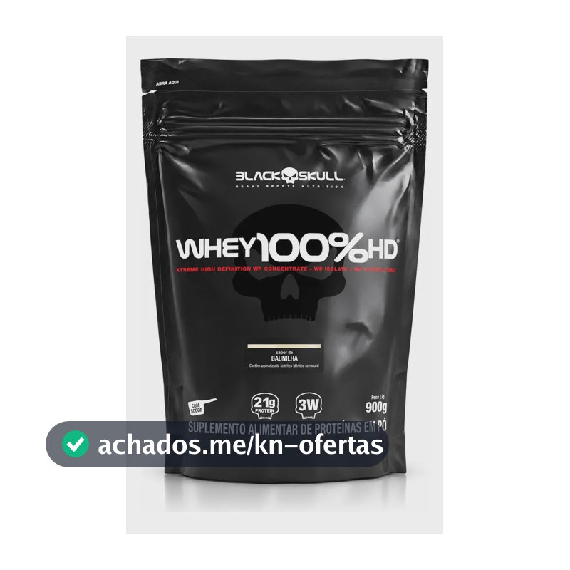 Proteína Black Skull Whey 100% HD em pó sabor Baunilha x 900g