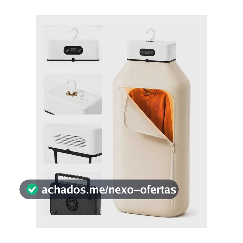 Secador De Roupas Elétrico Portátil Suspenso Cortina Branco + Bege 220v