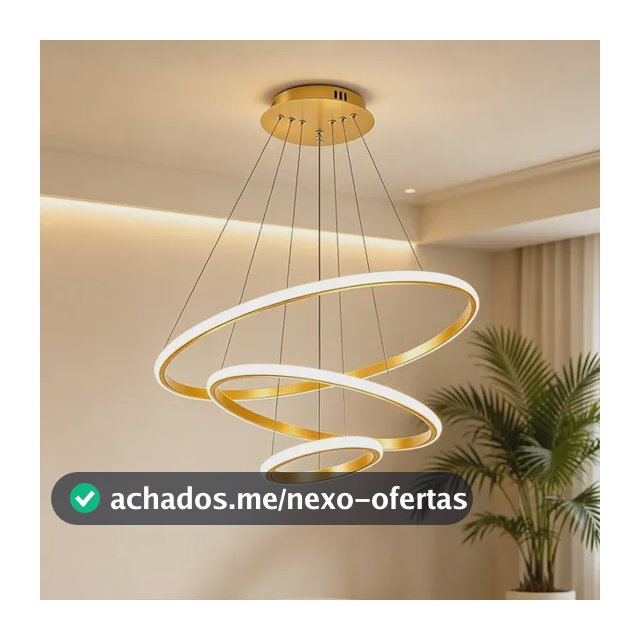 Lustre Led Sala Moderno 60w, 3 Arcos Pendente Luminária Teto 127/220v Dourado