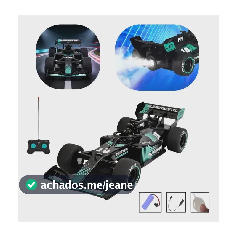 Carrinho Controle Remoto Recargável Fórmula 1 Solta Fumaça Toywheels Azul Formula 1 Azul