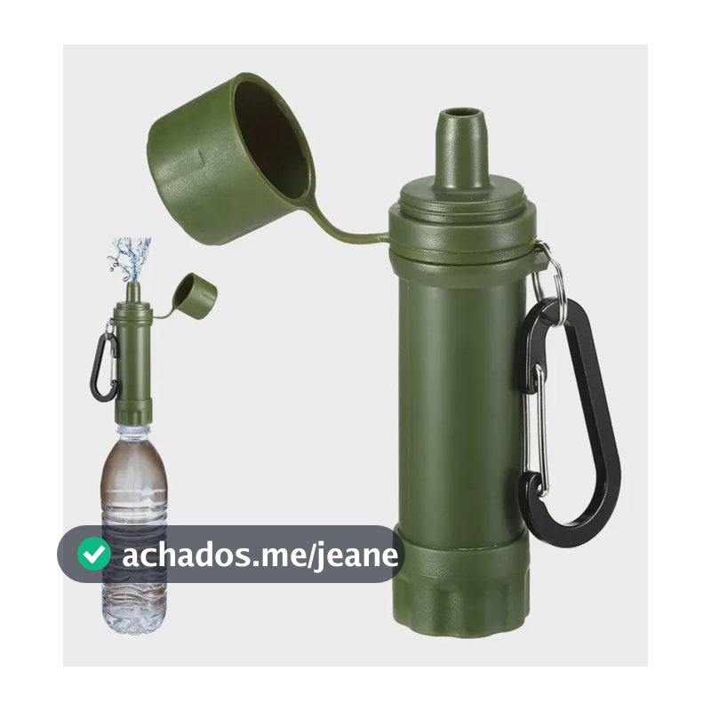 Filtro De Água Portátil Purificador Sobrevivência Camping Verde