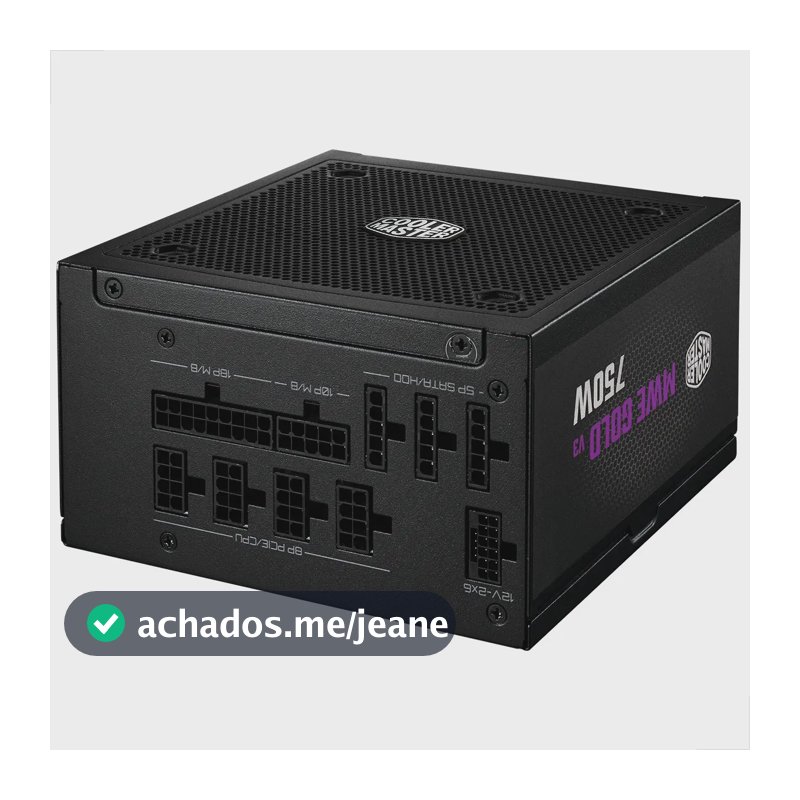 Fonte De Alimentação Para Pc 750W FULL MODULAR ATX 3.1 MWE GOLD 750 V3 PFC ATIVO 80 PLUS GOLD Cooler Master COM CABO DE FORCA