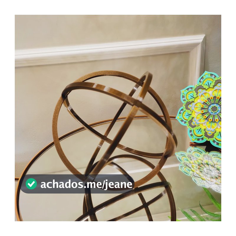 Estatueta Cosmos - Esfera, Três Círculos 14 Cm - Toque 3d Bronze