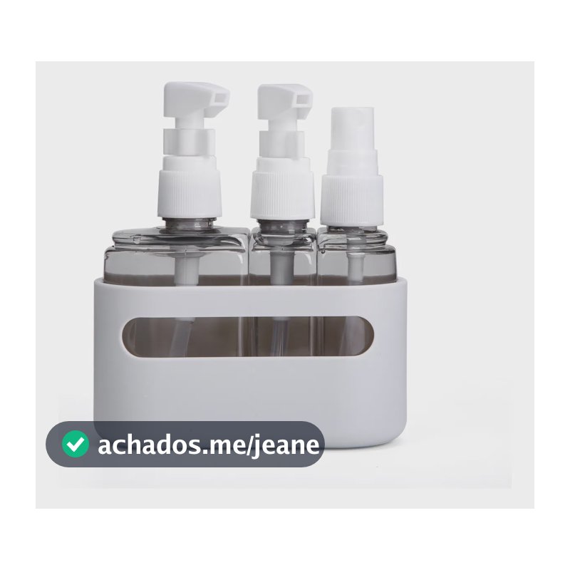 Kit Viagem 3 Frascos Pump Spray Creme Shampoo Condicionador Cor Cinza