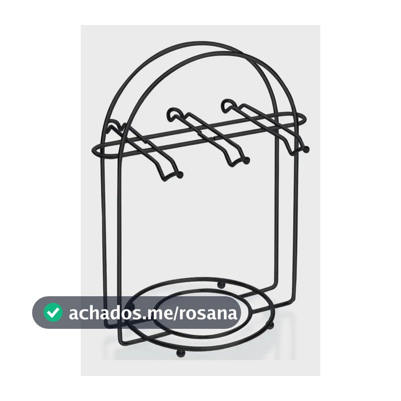 Organizador de Xícaras MASTER COOK em Aço Cromado Preto com 6 Ganchos