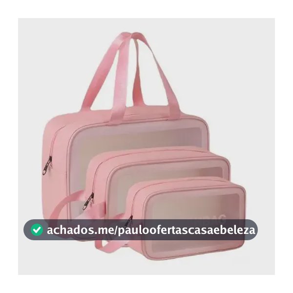 Necessaire Sem Gênero Washbag Kit Necessaires Rosa Liso